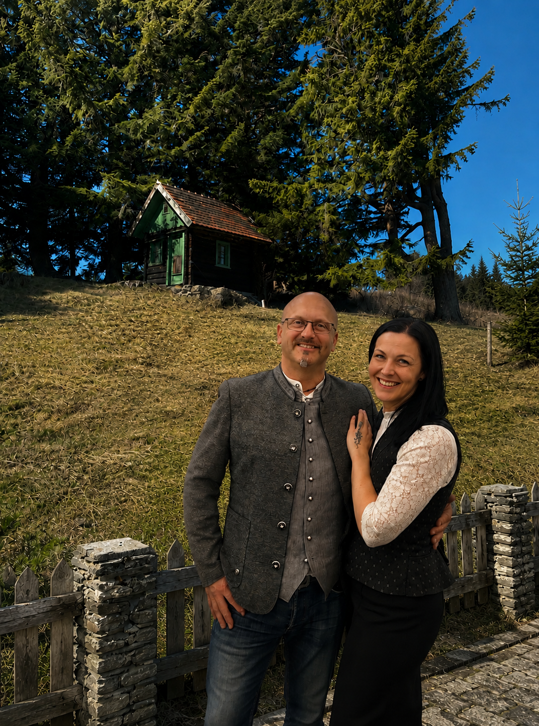 Irmi Flonner und Jan Pichler bei der Kampsteiner Schwaig